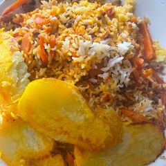 A picture of Tabrizi Carrot Rice (Havij Polo) with Ground Meat.