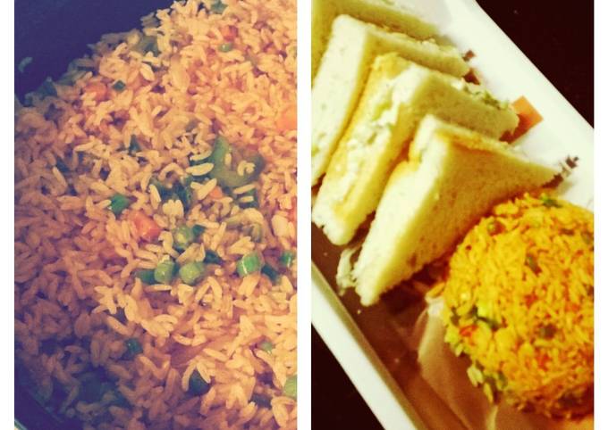 Veg. Schezwan Fried Rice with Veg. Coleslaw Sandwich