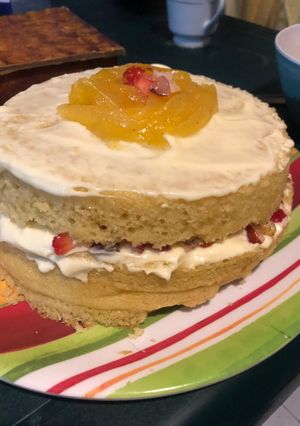 Una foto de Torta de vainilla y crema