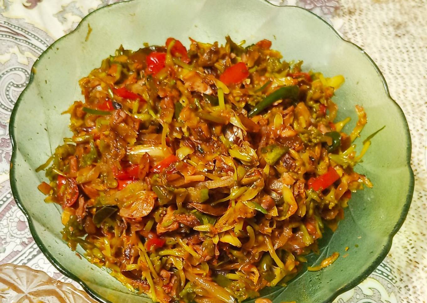 Tumis bunga pepaya (sedikit pahit tp enak)