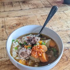 A picture of Oxtail Soup (Indonesian Style).