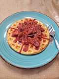 Keto Waffles with Strawberry Pecan Topping