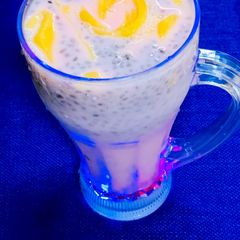 Mango rosettes lassi A picture of Mango rosettes lassi.