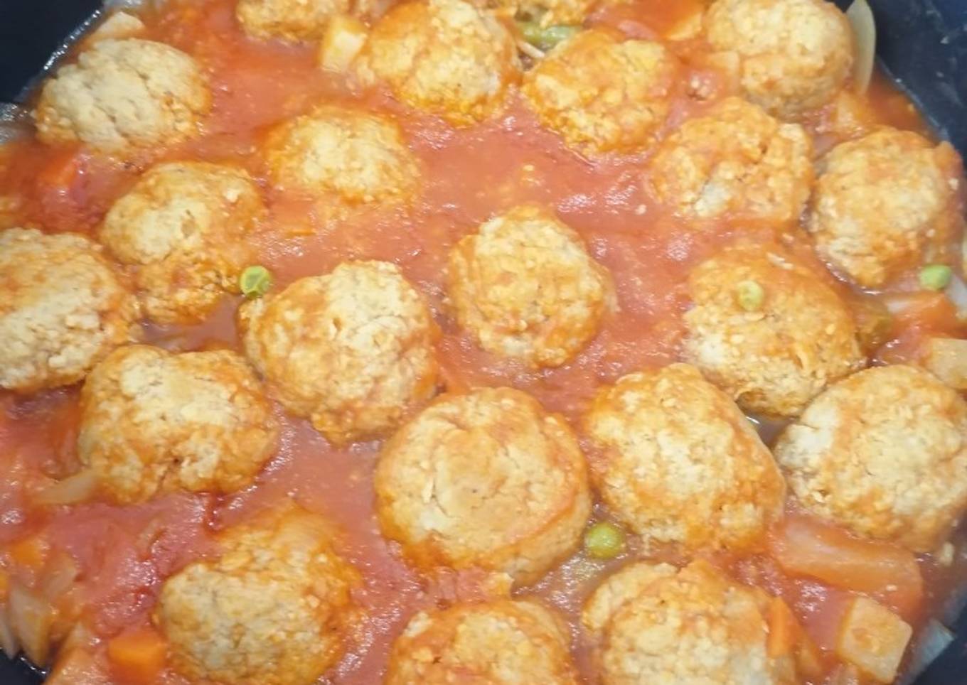 132. Albóndigas de proteína vegetal a la Jardinera