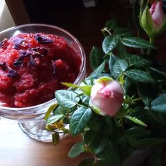 A picture of Cherry & Rose Sorbet (with Prosecco).