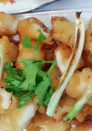 Hình của món Mực nang lăn bột chiên giòn.