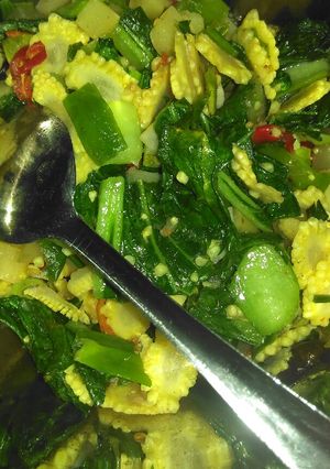 Foto resep Tumis jagung dan pokcoy petai