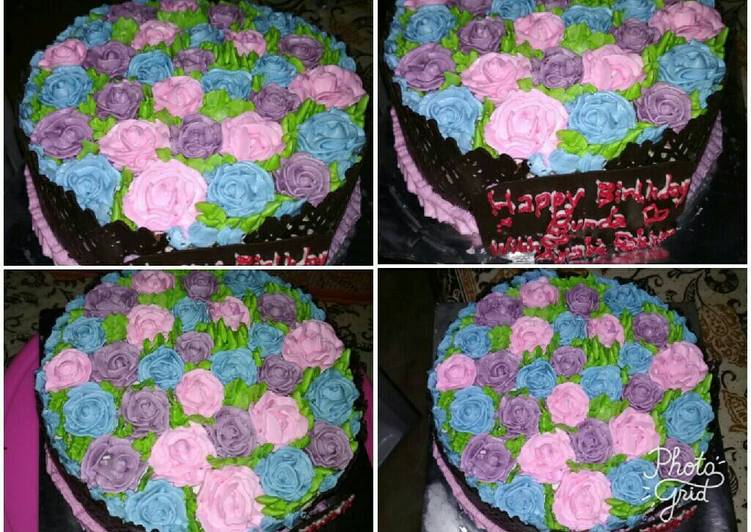 Cara Gampang Menyiapkan Tart buttercream bunga mawar yang Lezat