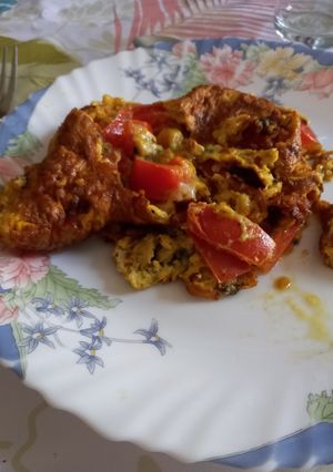 Une photo de Omelette au Bleu d'Auvergne et Tomate