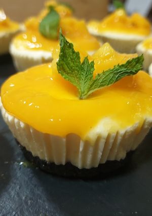 Una foto de Mini cheesecake de Mango Lass (sin Horno)🇮🇳