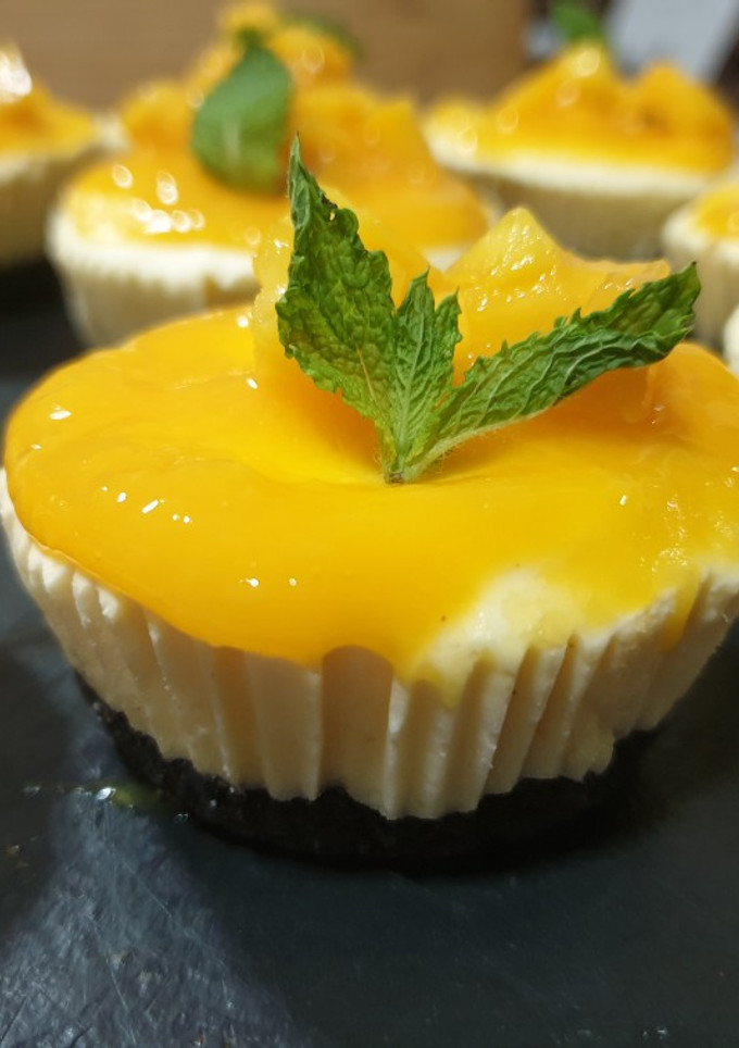 Una foto de Mini cheesecake de Mango Lass (sin Horno)🇮🇳
