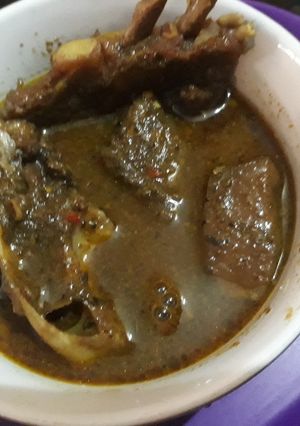A picture of Ram meat peppersoup.