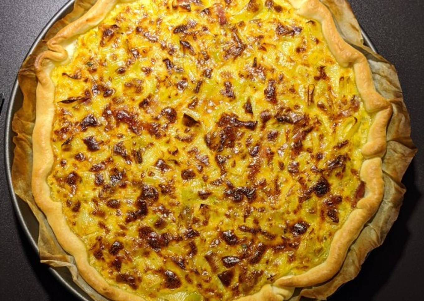 Tarte aux poireaux et lardons