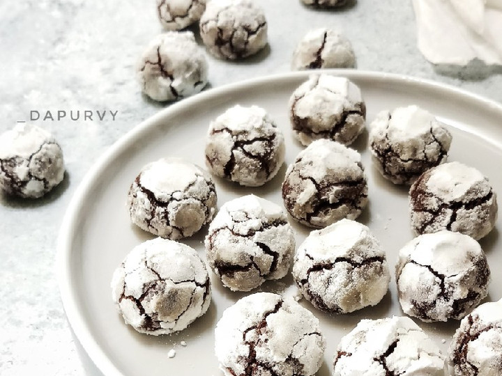 Cara Gampang Menyiapkan CHOCOLATE CRINKLE COOKIES No Mixer (Cookies Retak) yang Bisa Manjain Lidah