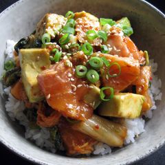 A picture of Salmon, Kimchi & Avocado Rice Bowl.