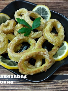 Una foto de Anillas de calamar rebozadas (sin aceite)