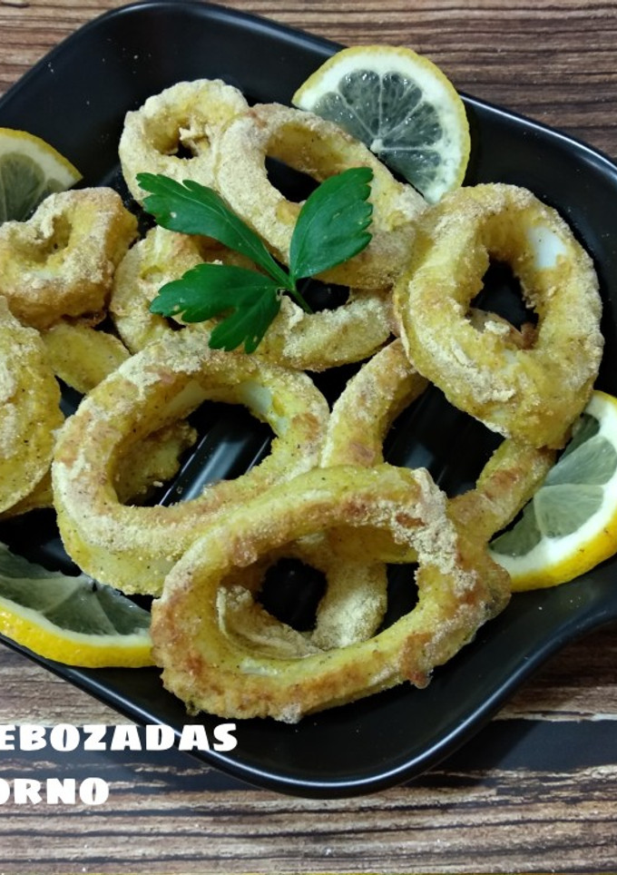 Una foto de Anillas de calamar rebozadas (sin aceite)