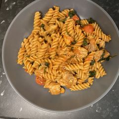 A picture of Chicken and Harrissa Pasta.