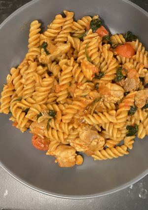 A picture of Chicken and Harrissa Pasta.