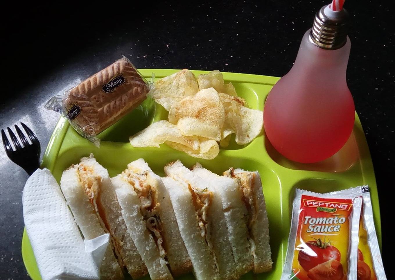 Egg Sandwich with snacks#themechallenge