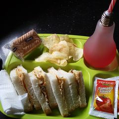 A picture of Egg Sandwich with snacks#themechallenge.