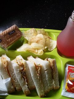 A picture of Egg Sandwich with snacks#themechallenge.