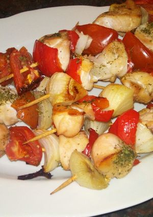 Una foto de Brochetas de pollo
