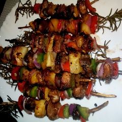 A picture of Chicken kebab barbeque#aurthors marathon.