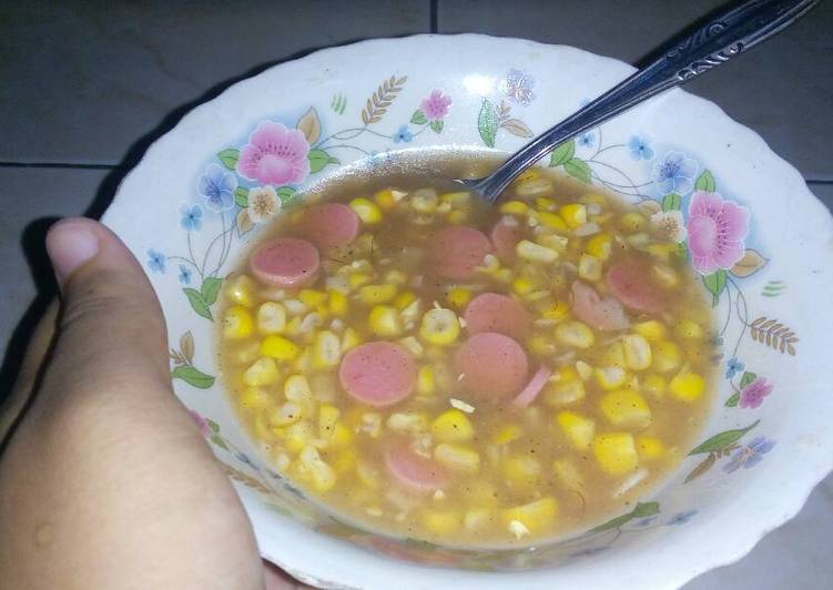 Easiest Way to Make Tasty Sup jagung sosis simple