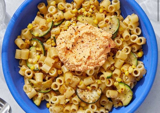 Corn &amp; Zucchini Pasta with Spicy Ricotta