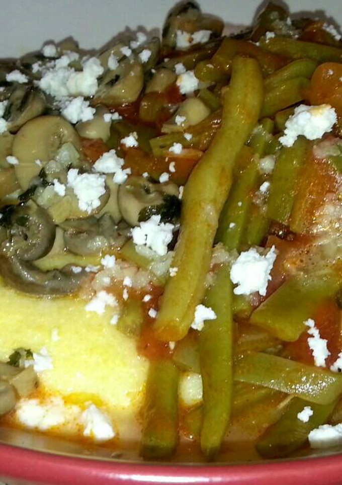 Una foto de Polenta con Judías verdes sorprendentemente sabrosa(vegetariano)