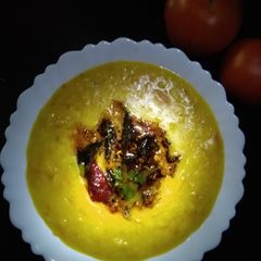 A picture of Restaurant style dal tadka.