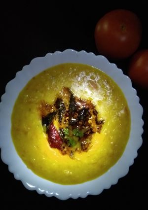 A picture of Restaurant style dal tadka.