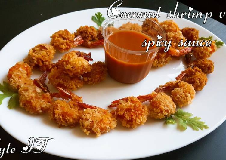 Recipe of Quick Coconut shrimp with spicy sauce