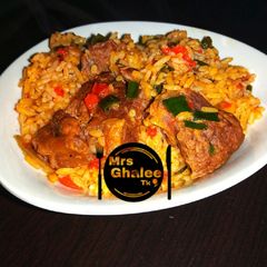 A picture of Palm oil Jallof rice.