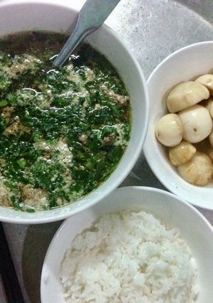 Hình của món Canh cua rau đay mùng tơi.