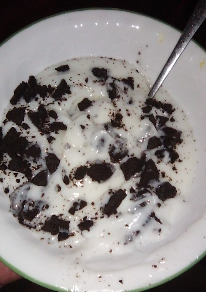 A picture of Oreo yogurt (yummy 😋.