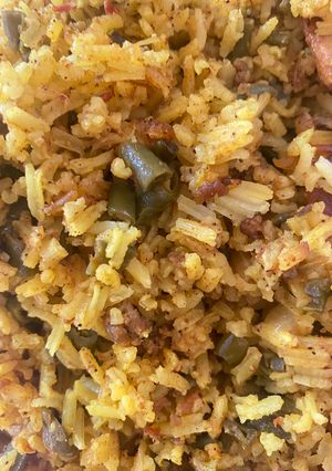 عکسی از دستور لوبیاپلو با گوشت چرخکرده :)