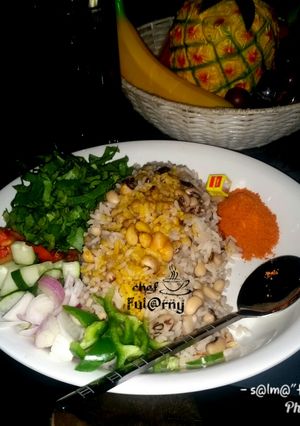 A picture of Rice and beans wit palm oil nd pepper by s@lma ful@rny.
