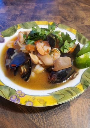 A picture of Brad's Tom Yum soup.