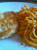 Pechuga de Pollo con Pasta en Salsa de Pimiento Rojo