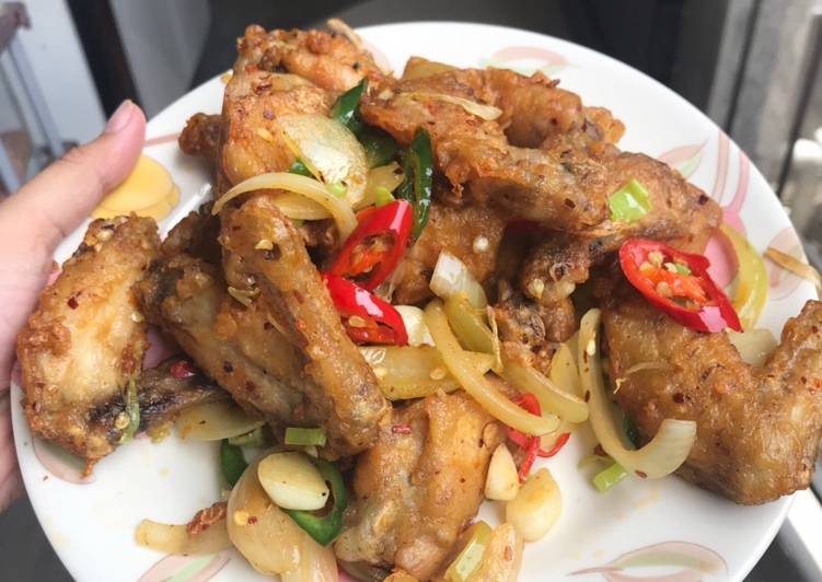 Korean spicy wings garlic fried chicken
