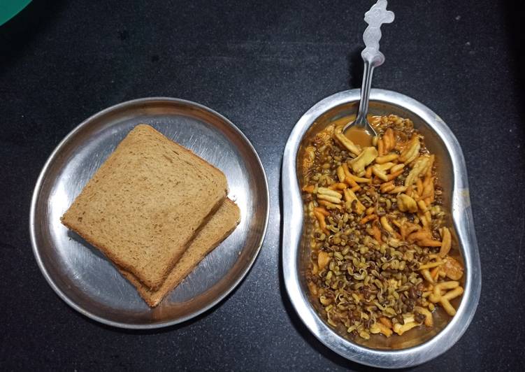 Step-by-Step Guide to Prepare Any-night-of-the-week Misal with brown bread | Simple Recipe For Kids
