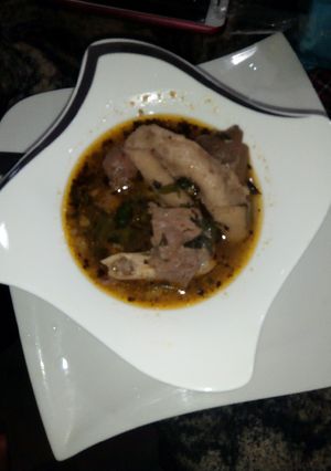 A picture of Goat meat pepper soup.