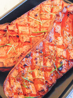 A picture of Garlic & Rosemary Roasted Butternut Squash.