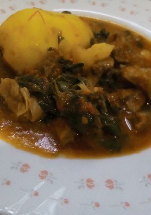 A picture of Tumbukiza beef stew.