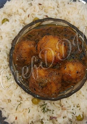 A picture of Matar Pulao n Aaloo Dum.
