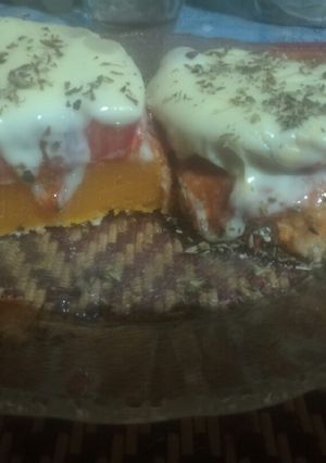 Una foto de Milanesas de calabaza a la napolitana