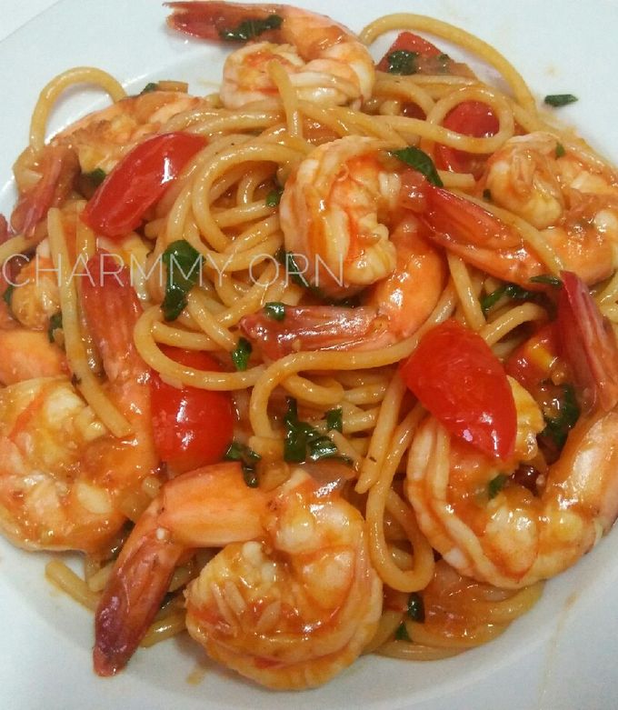 รูปของ สปาเก็ตตี้ซอสมะเขือเทศกุ้งสด