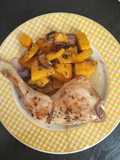 Pollo al horno con calabaza
